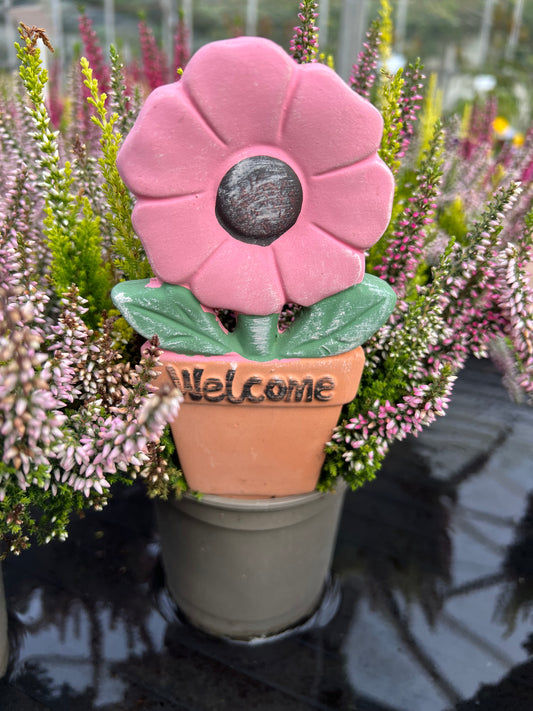 Pink Flower Welcome Sign